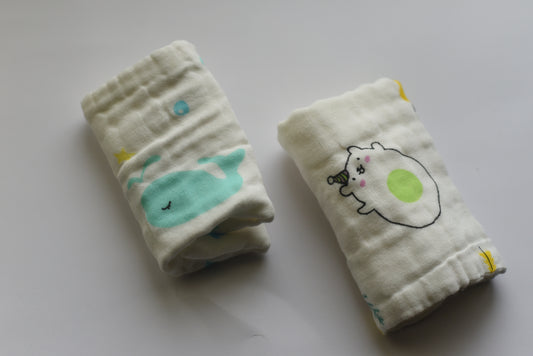 Muslin wipes/ burp cloth/ handkerchief- Pack of 2