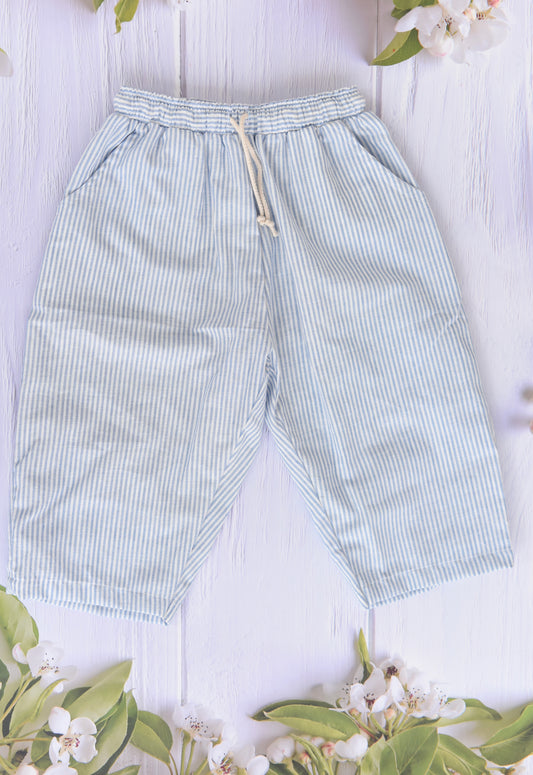 Handloom Boxy Pants - Unisex (Blue stripes)