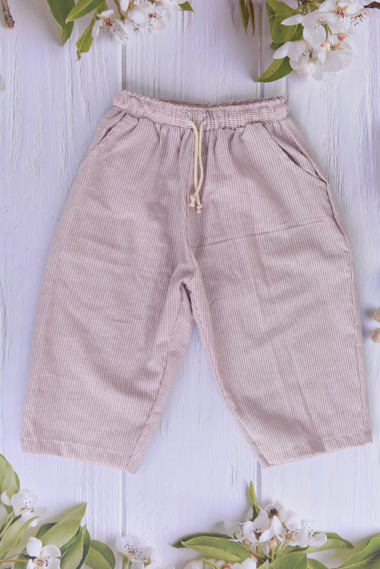 Handloom Boxy Pants - Unisex (Purple stripes)
