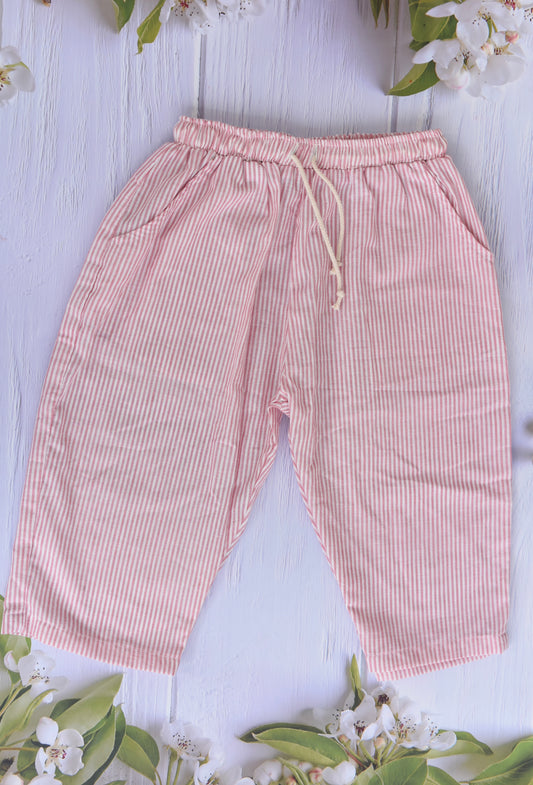Handloom Boxy Pants - Unisex (Pink stripes)