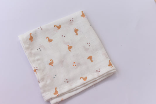 Muslin handkerchief/Face towel -Yellow duck- Pack of 1