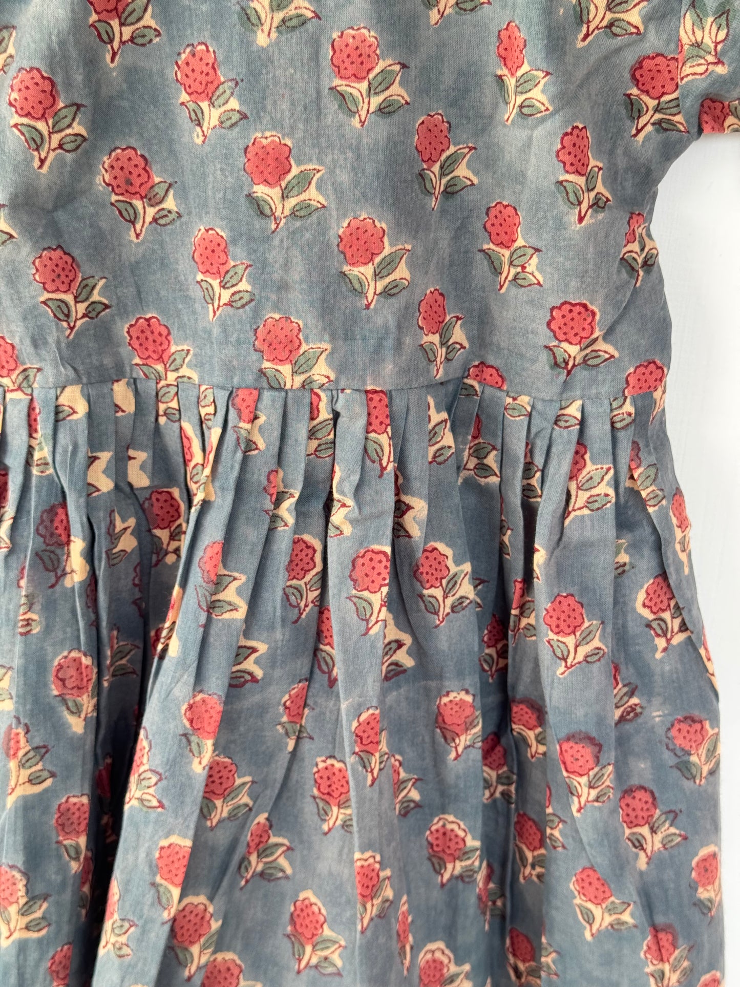 Handblock Grey floral frock