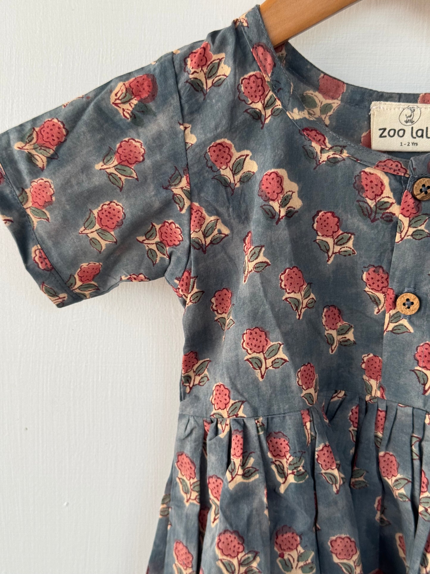 Handblock Grey floral frock