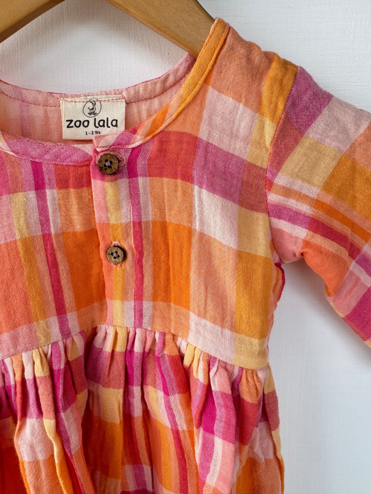 Multicoloured checked muslin frock