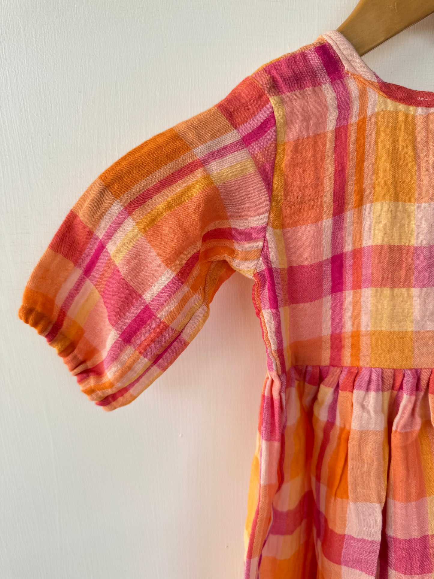 Multicoloured checked muslin frock