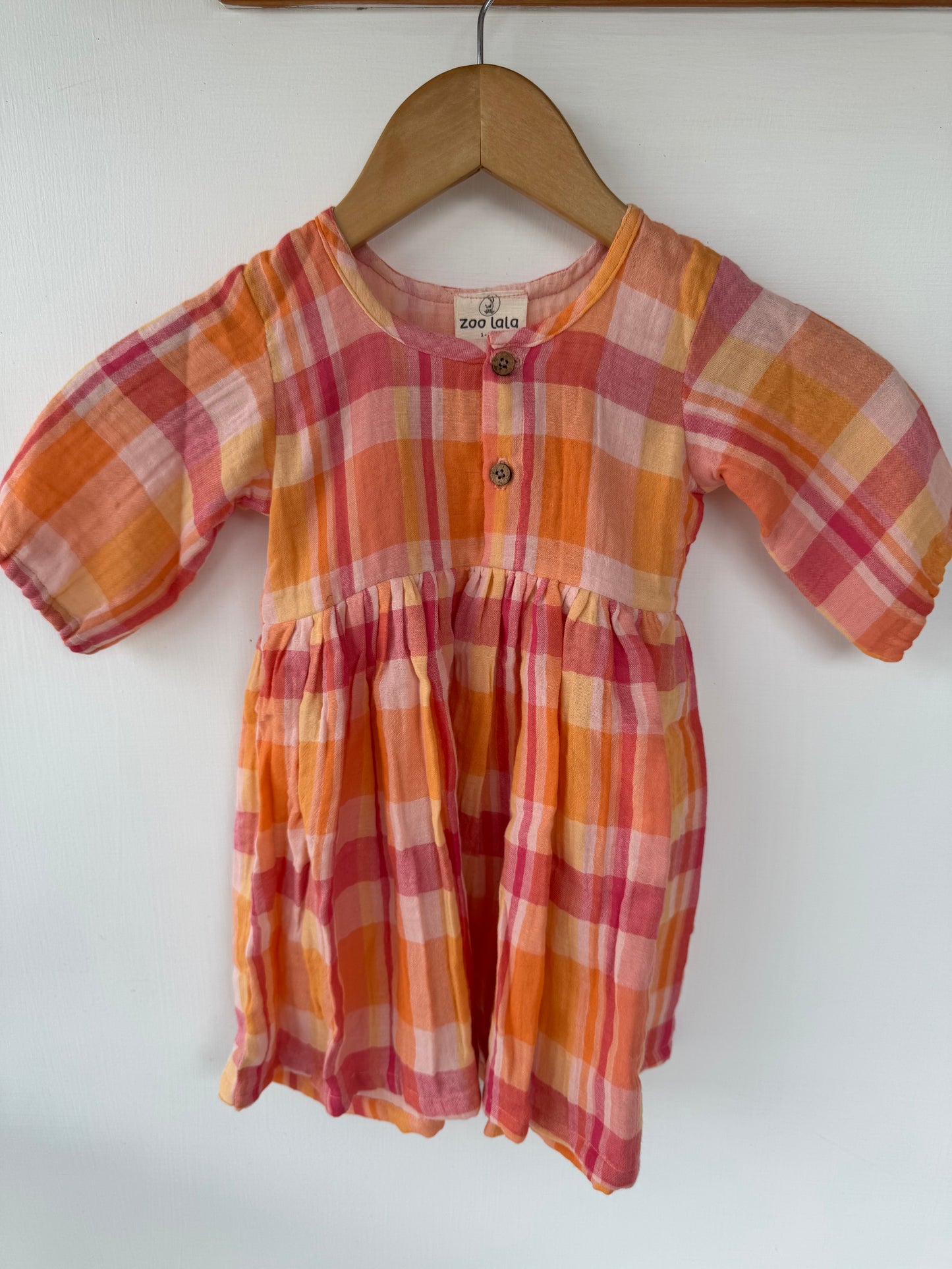 Multicoloured checked muslin frock