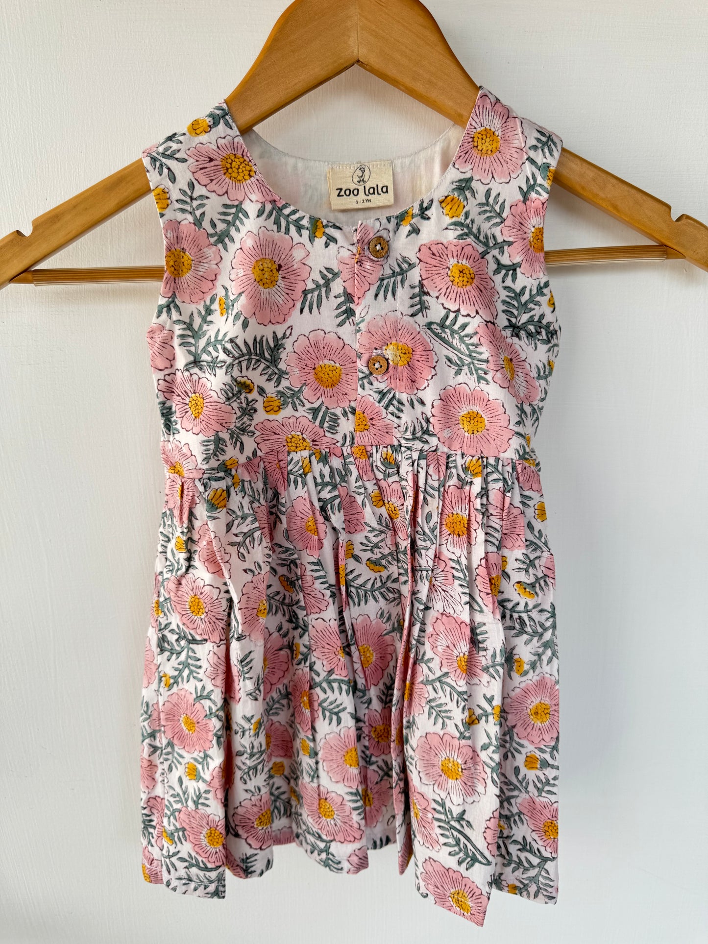Elegant floral Handblock frock - with lining
