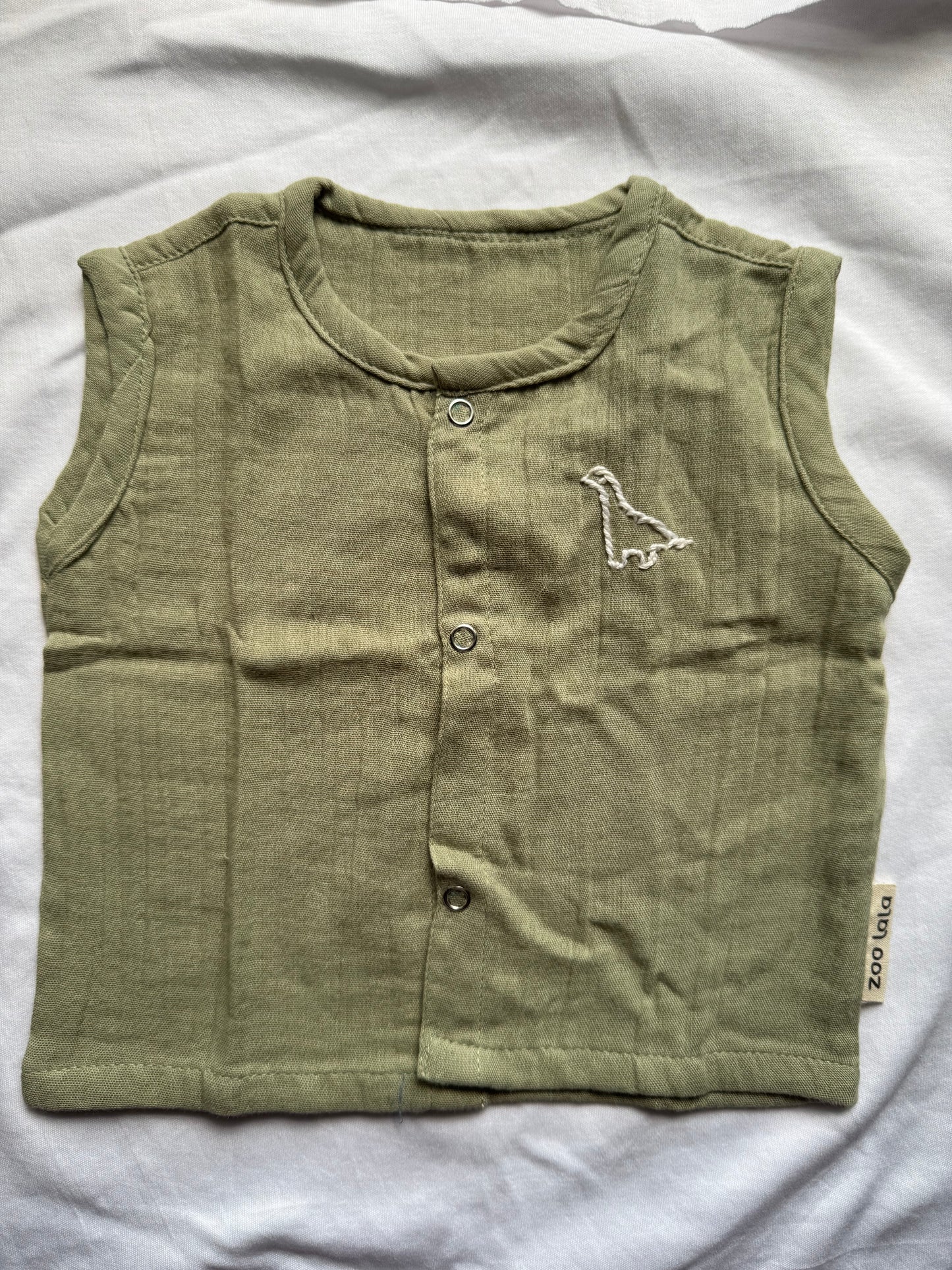 Double gauze Dino embroidery jabla