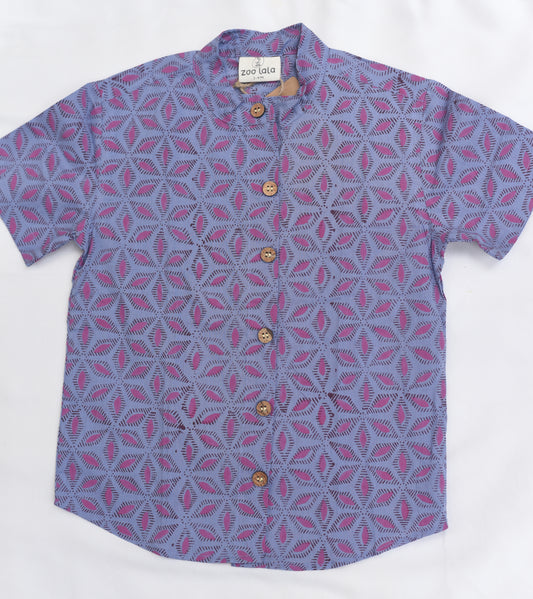 Kids Hand Block Printed Shirt - Purple