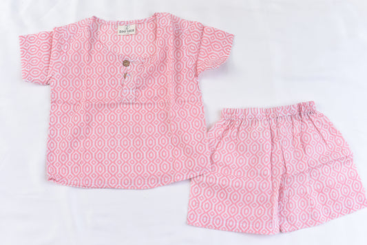 Unisex Kids hand block co-ord sets- Pink