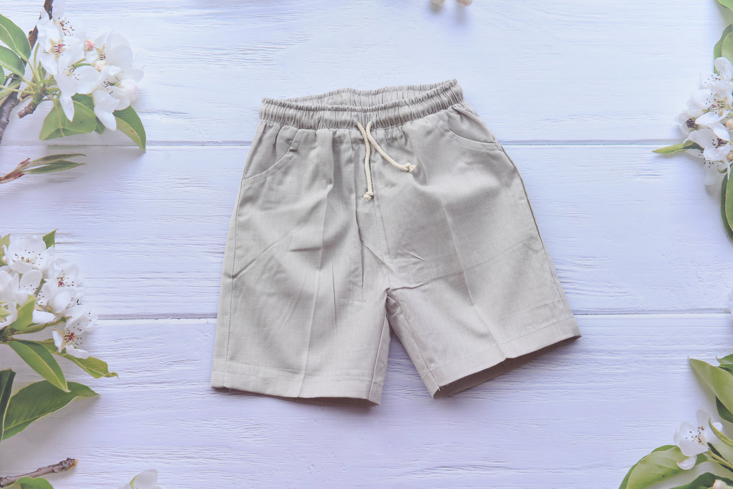 Linen Boys shorts Grey