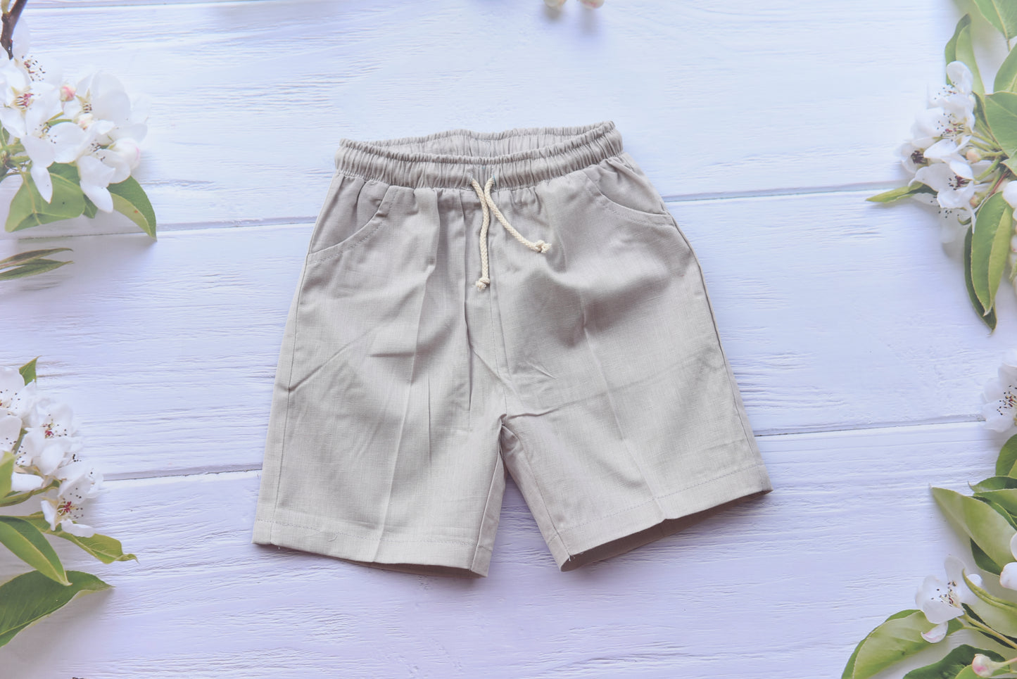 Linen Boys shorts Grey