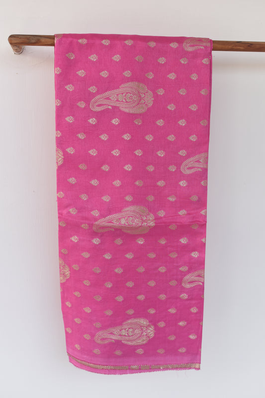 Russian Silk ( Bemberg silk )-Rani pink with motifs