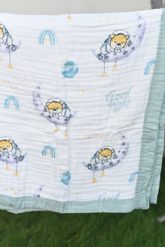 Muslin Cotton dohar for Kids- Bear on Moon