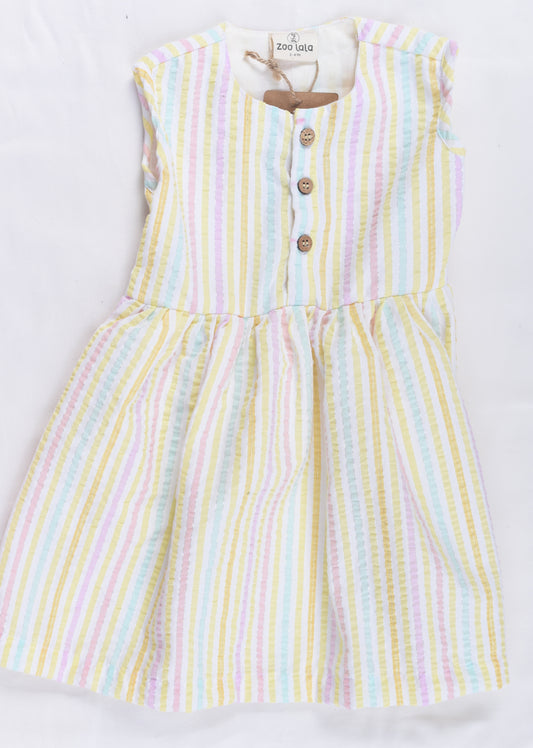 Casual Sleeveless frocks for kids-Seersucker