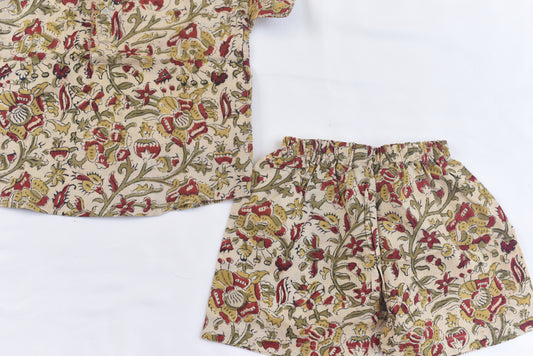 Unisex Kids hand block co-ord sets-Kalamkari