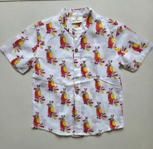 Kids Hand Block Printed Shirt - Bird