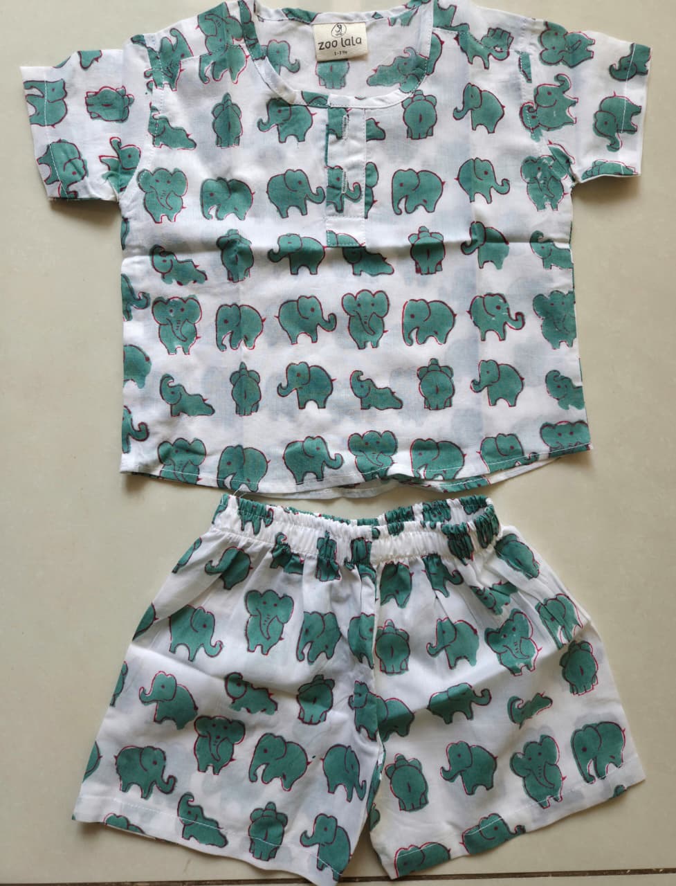 Unisex Kids hand block co-ord sets- Elephant
