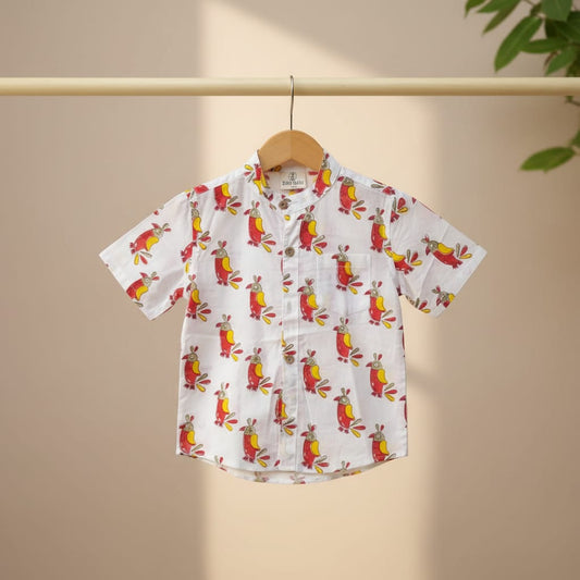 Kids Hand Block Printed Shirt - Bird