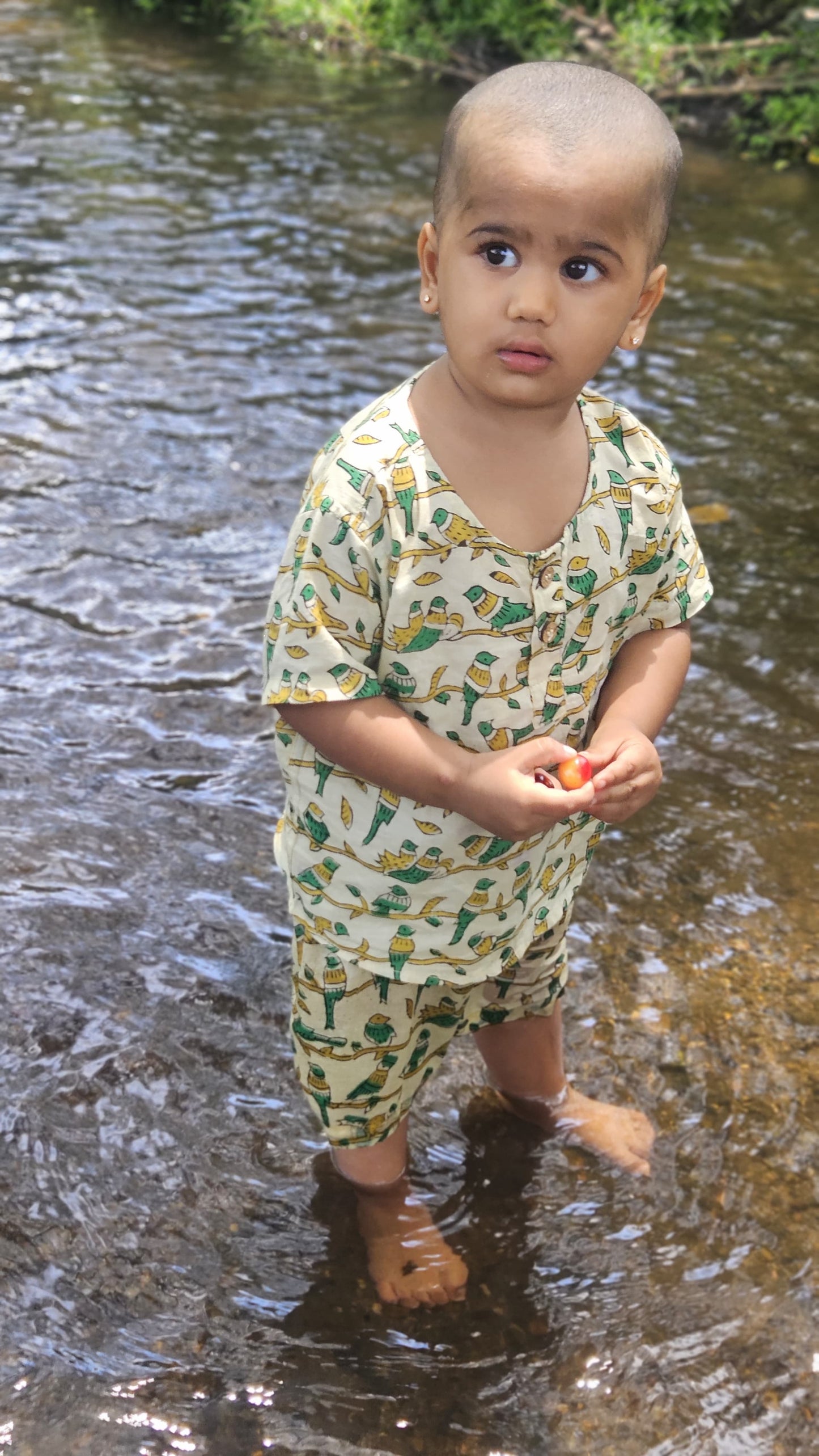 Unisex Kids hand block co-ord sets- Parrot
