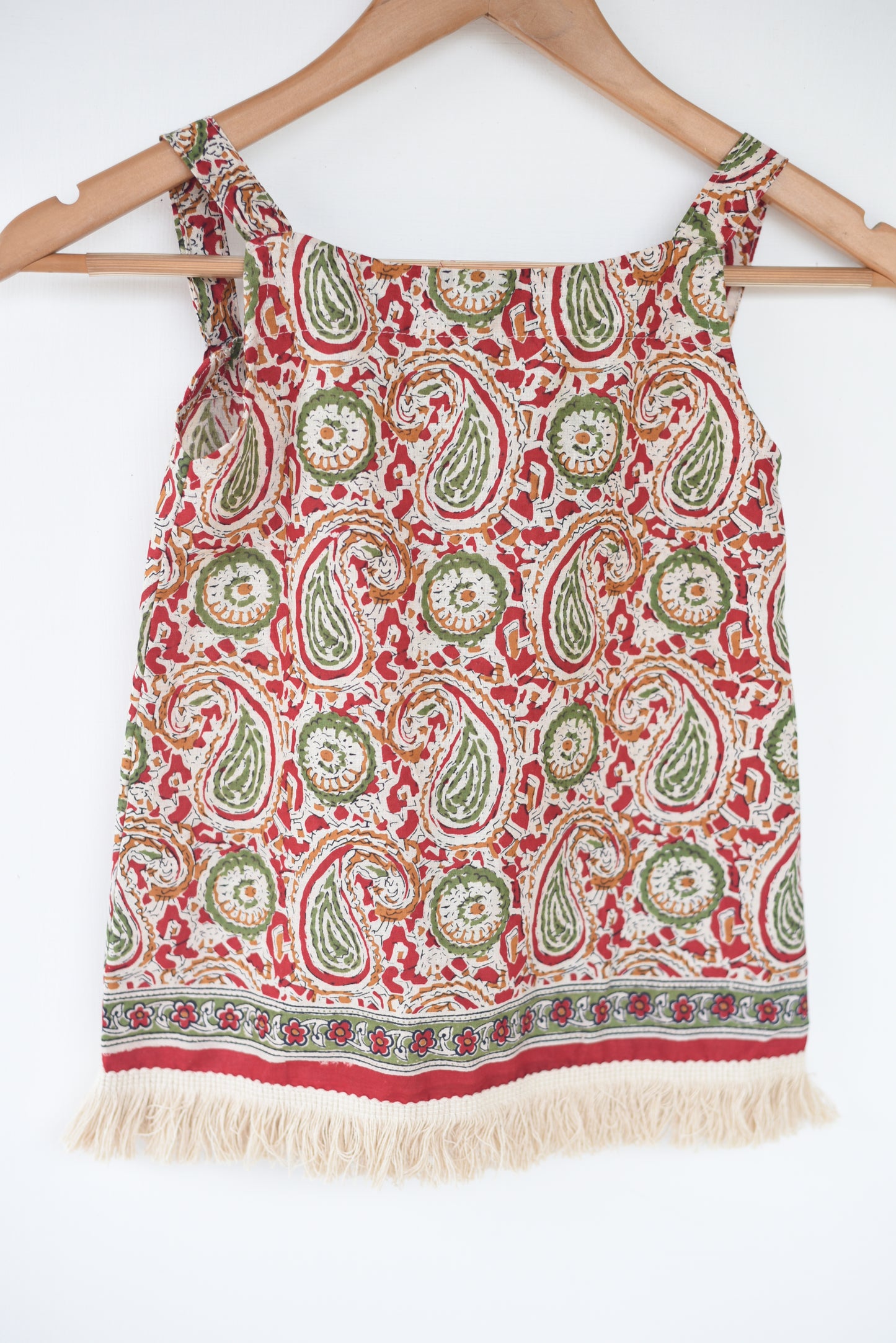 A line Mini pinafore dress with lace- Red