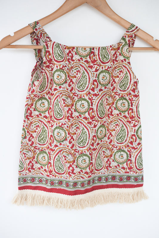 A line Mini pinafore dress with lace- Red